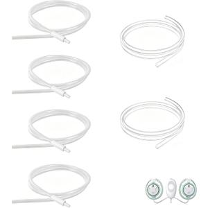 Replacement Tubing Compatible with Elvie Stride, Breast Pump Tubing with Tube Connectors Replacement Parts for Elvie Stride, BPA-Free, Easy to Clean (4Pack Connectors and 6Pack Tubing)