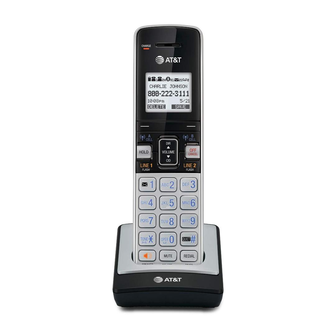 AT&T TL86003 Additional Cordless Handset for TL86103 - DECT 6.0 Expandable Handset with Caller ID, Call Waiting, Connect to Cell Bluetooth, Silver/Black