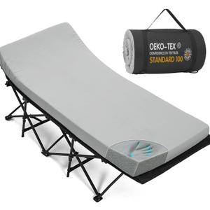 CYMULA Camping Cot Mattress 2in Memory Foam Sleeping Pad,Soft Warm Non-Slip Camping Mattress Topper with Retaining for Adults,Portable Roll up Pad for Travelonly Mattress