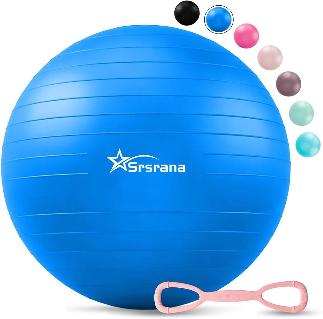 Exercise Ball - Anti-Burst Yoga Ball for Pilates, Pregnancy & Core Stability - Ergonomic Office Desk Ball Chair & Physical Therapy Equipment, Quick Pump Included