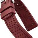 ALPINE Sporty Premium Soft Silicone Adjustable Watch Band - Replacement Rubber Watch Bands for Women & Men - Waterproof Quick Release Watch Straps - Compatible with Regular & Smart Watch Bands (22MM, BURGUNDY)