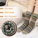 Justay 5 Pairs Wool Socks for Women - Winter Thick Boot Cozy Crew Vintage Soft Calf Knit Warm Socks Gifts (One Size, Blue Green Black Dark Grey Light Grey)