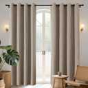 Joydeco Blackout Curtains 72 Inches Long 2 Panels Burg, Room Darkening Curtains for Bedroom, 100% Black Out Textured Thermal Drapes Privacy Protection 2 Panels Set(W52 x L72 Inch, Linen)