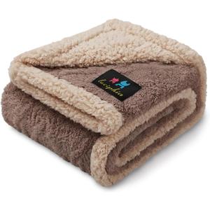 Luciphia Waterproof Pet Blanket, Liquid Pee Proof Dog Blankets for Sofa Bed Couch, Reversible Sherpa Fleece Furniture Protector Cover for Small Medium Large Dogs Cats,Khaki Small 40" x 28"