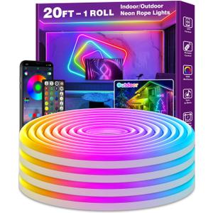 AILBTON 20Ft Neon Rope Lights,Flexible Led Rope Lights Control with App/Remote,Multiple Modes Music Sync Gaming RGB Led Neon Lights for Bedroom Outdoor