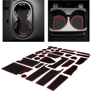 CupHolderHero Compatible with Ford Explorer Accessories 2014-2015 Premium Custom Interior Non-Slip Anti Dust Cup Holder Inserts, Center Console Liner Mats, Door Pocket Liners 31pc Set (Red Trim)
