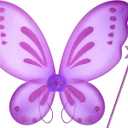 Sratte Fairy Princess Butterfly Wings Girls Kids Butterfly Costumes Set Star Wands Adults Christmas Birthday Party (Purple)