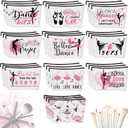 Irenare 30 Pcs Dancer Appreciation Gifts for Women Canvas Makeup Bags Cosmetic Dance Kit Travel Toiletry Case Pencil Toiletry Zipper Pouch Bag Thank You Gift Social Work Month Class Prizes Gifts