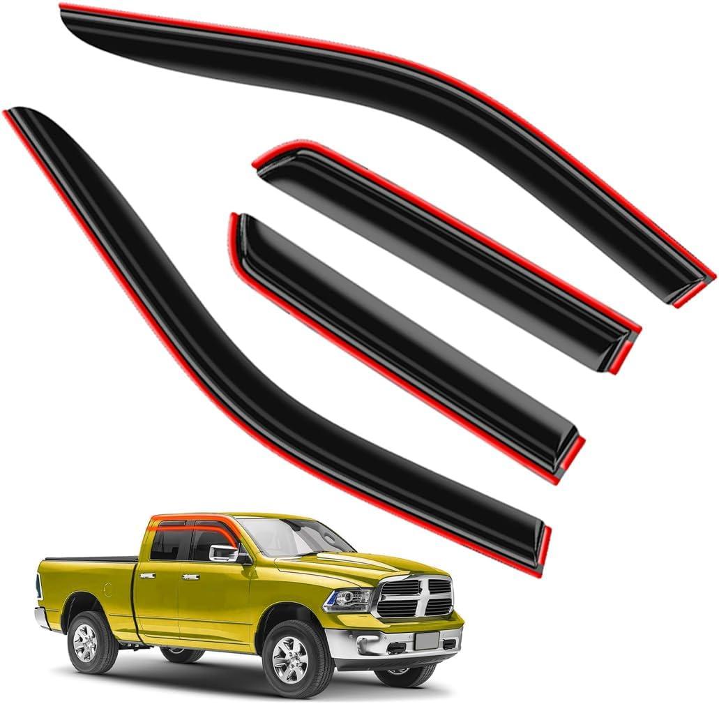 in-Channel Rain Guards for Dodge Ram 1500 2009-2018 Crew Cab, Ram 1500 Classic 2019-2025 Crew Cab, Ram 2500/3500 2011-2025 Crew & Mega Cab | Window Visors, Vent Shades, Window Deflectors