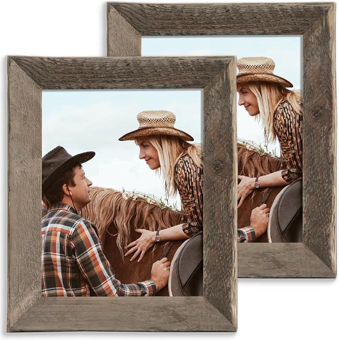 Rustic Picture Frame 8x10, Reclaimed Barnwood Frame with Beveled Edge