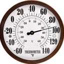 12" Indoor Outdoor Thermometer Decorative - Large Outdoor Thermometers for Patio, Round Wall Thermometer with Stainless Steel Enclosure, No Battery Needed Hanging Thermometer Outdoor (Bronze)