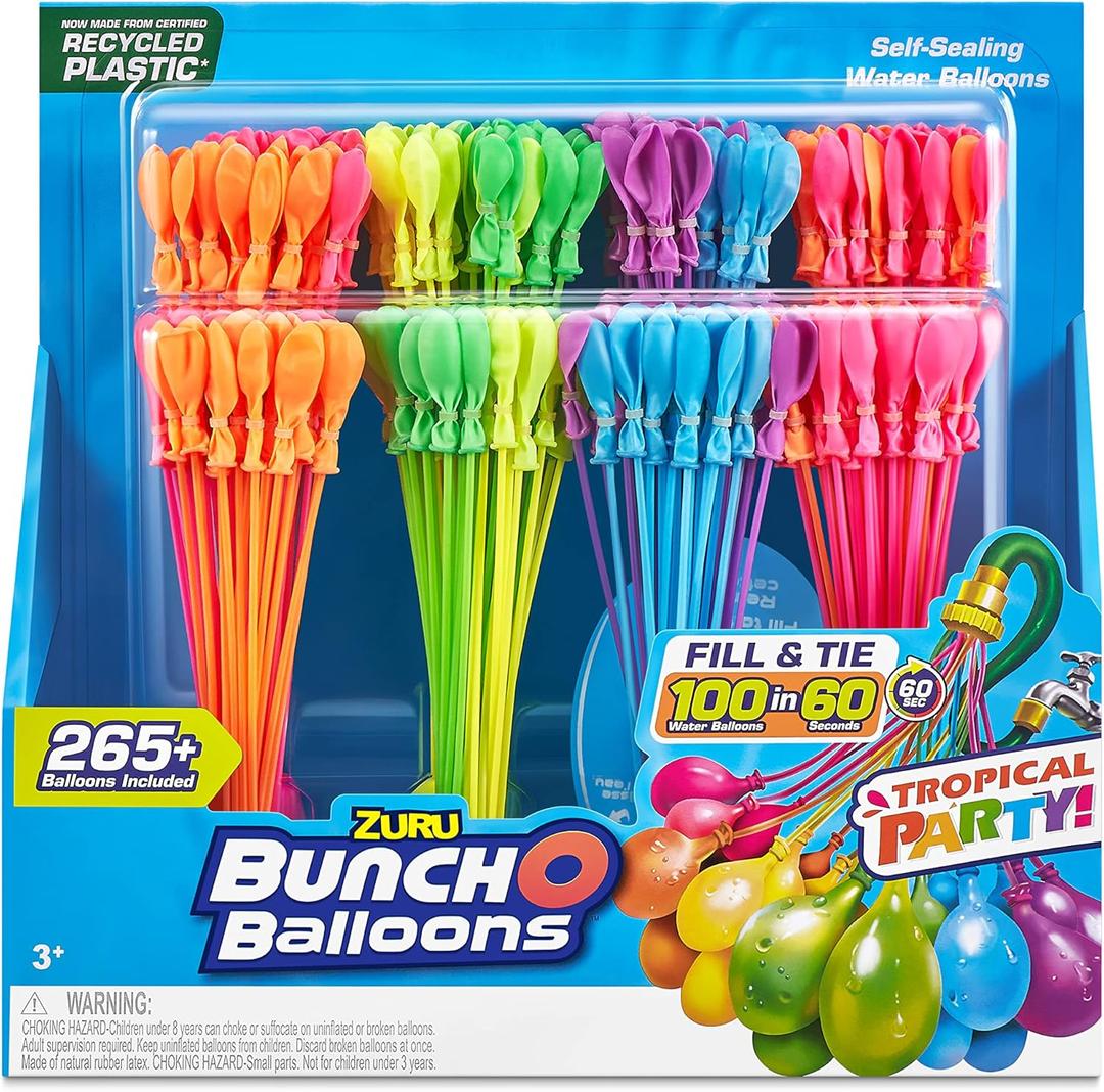 Bunch O Balloons Tropical Party 250+ Fast Fill Self Seal Water Balloons, Box of 8 Packs