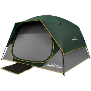 LOYEAHCAMP Tents 4 Person Camping Tent, Easy Setup Waterproof Family Tents for Camping, Portable Dome Tent for Outdoor Camping with Rainfly, Carry Bag (Dark Green)