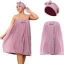 Towel Wrap for Women Plus Size (XXL-XXXXL), Lightweight Spa Bath Wrap Set Soft Comfortable Absorb Water Bath Towel + Hair Drying Towel Set Oversized Body Wrap