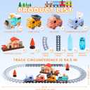 Steam Train Set for Toddlers Cartoon Face Locomotive with Remote Control, Real Steam, Lights & Music Magnetic Toy with Tracks & Trucks