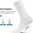 PAPLUS Athletic Crew Compression Socks (6 Pairs) for Men & Women, Running Socks With Arch Support (White, XL)