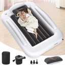 Abdtech Inflatable Toddler Travel Bed - Portable Toddler Kids Travel Bed with Safety Sides Complete Kids Air Mattress Set with High-Speed Pump, Ideal for Vacation Camping and Sleepover (60 Inches)