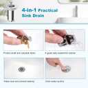 Universal Bathroom Sink Drain Strainer Hair Catcher Upgraded with Visible Top Stainless Basket, 3 in 1 Pop Up Sink Stopper for 1.1''~2.36'' Sink Basin Hole, Chrome