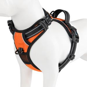 Reflective Dog Harness No Pull Large Breed Vest with 2 Metal Leash Attachment Hooks, M