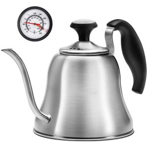 Tea Kettle with Thermometer for Stove Top Gooseneck Kettle, Pour Over Coffee Tea Pot, Goose Neck Tea Pot Stovetop, Hot Water Heater for Camping, Home & Kitchen, Stainless Steel - Small 28oz
