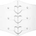 Women Corset Belt Metal O-Ring Heart-Ring Wide Elastic Waspie Waist Belt for Daily Cosplay Halloween Costumes (36" fit waist: 34" -39")
