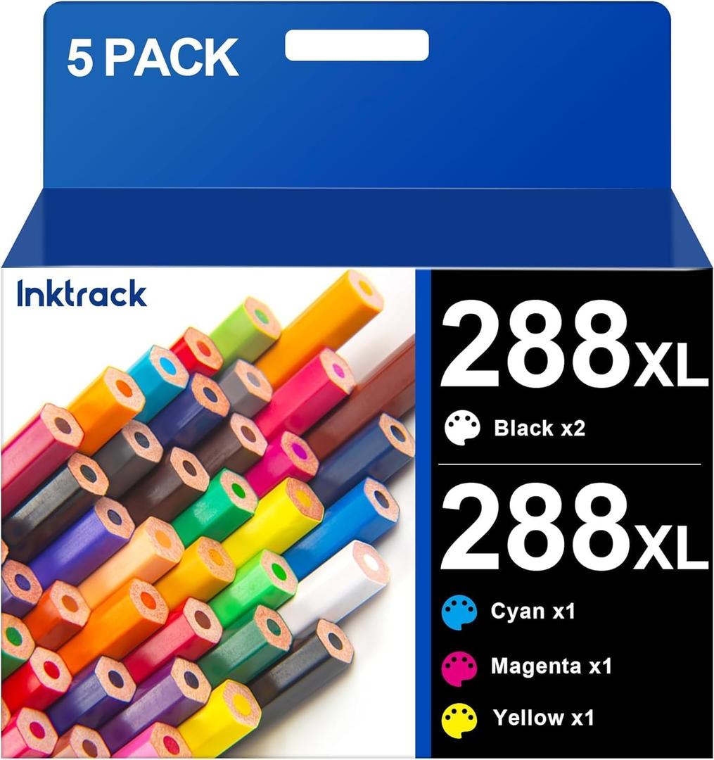 288XL Ink Cartridges 5 Pack Remanufactured for Epson 288 XL T288 T288XL Ink Cartridges Combo Pack to use for Expression Home XP-440 XP-330 XP-340 XP-430 XP-434 (2 Black,1 Cyan,1 Magenta,1 Yellow)
