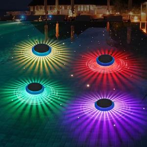 RRRPIO Floating Pool Lights, Solar Floating Pool Lights with RGB Color Changing, Waterproof LED Light for Inground Pools, Night Pool Parties, Fountains, and Outdoor Decor (4, Blue)