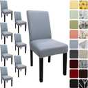 Dining Room Chair Covers Set of 8, Stretch Solid Color Parsons Chair Slipcovers Spandex Removable Washable Kitchen Chair Protector Cover for Dining Room, Hotel, Ceremony(Light Grey)