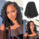 GUOHUI Super Light Butterfly Locs Crochet Hair 12 Inch 6 Packs Pre-Looped Soft Distressed Faux Locs Braids for Women Kids (12 Inch,1B#)