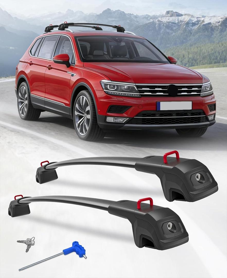 Roof Rack Cross Bars Compatible with VW Tiguan 2018-2026 & Taos 2022-2026 | Compatible with Subaru Crosstrek Wilderness 2024-2026 Upgraded 360lbs Lockable Aluminum Roof Rails