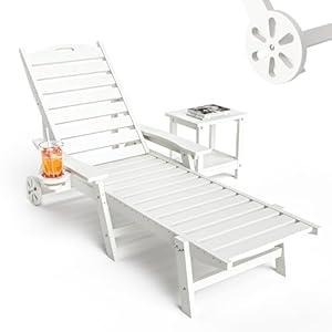 Pamapic 500 LBS Lounge Chair with Coffee Table Set of 2 White Cancel