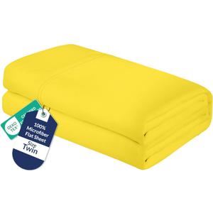 Royale Linens Twin Flat Sheet - Ultra Soft Brushed 1800 Microfiber Flat Sheets Only - Wrinkle Free & Stain Resistant - Hotel Quality Top Sheet for Bed (Twin, Yellow)