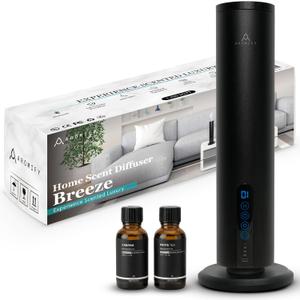 Breeze Wireless Scent Diffuser, Essential Oil Included Bluetooth & App Control, 1200 Sq Ft Coverage, No Residue, Safe for Kids & Pets, Home, Office & Spa, Black