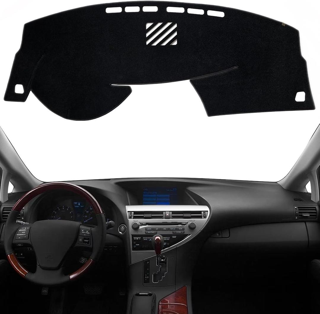 KEYOOG Dashboard Cover Dash Mat Fit for 2015-2010 Le-xus RX, RX270 RX350 RX450h (for Left Hand Drive),Car Dash Board Mat Anti-Glare Carpet,Non-Slip Pad Sunshield Protector (Black)