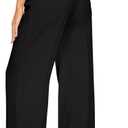 FUNYYZO Wide Leg Pants Women's High Elastic Waisted in The Back Business Work Trousers Long Straight Suit Pants (Black)