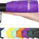 GAOYAING Travel Umbrella Mini Umbrellas for Rain Sun&Rain Lightweight Small UV Sun Umbrella Compact Suit for Pocket with Case (34 Inches, B1.7 Mysterious Purple)