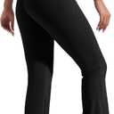 Pioneer Camp Women's Flare Yoga Pants Bootcut Flared Leggings with Pockets High Waist Tummy Control Bell Bottoms Gym Workout (Large, Black)