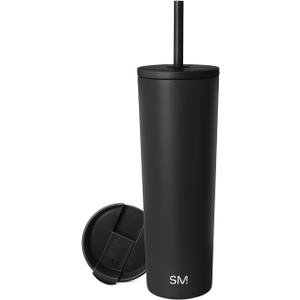 Simple Modern Classic Tumbler with Straw Lid | Insulated Iced Coffee Cup Reusable Stainless Steel Water Bottle Travel Mug | Gifts for Women Men Her Him | 28oz | Midnight Black