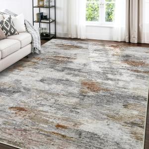 Area Rugs for Living Room: 6x9 Washable Neutral Modern Rug for Bedroom Large Soft Abstract Dining Room Rugs Indoor Floor Low Pile Carpet for Home Office Nursery - Multicolor
