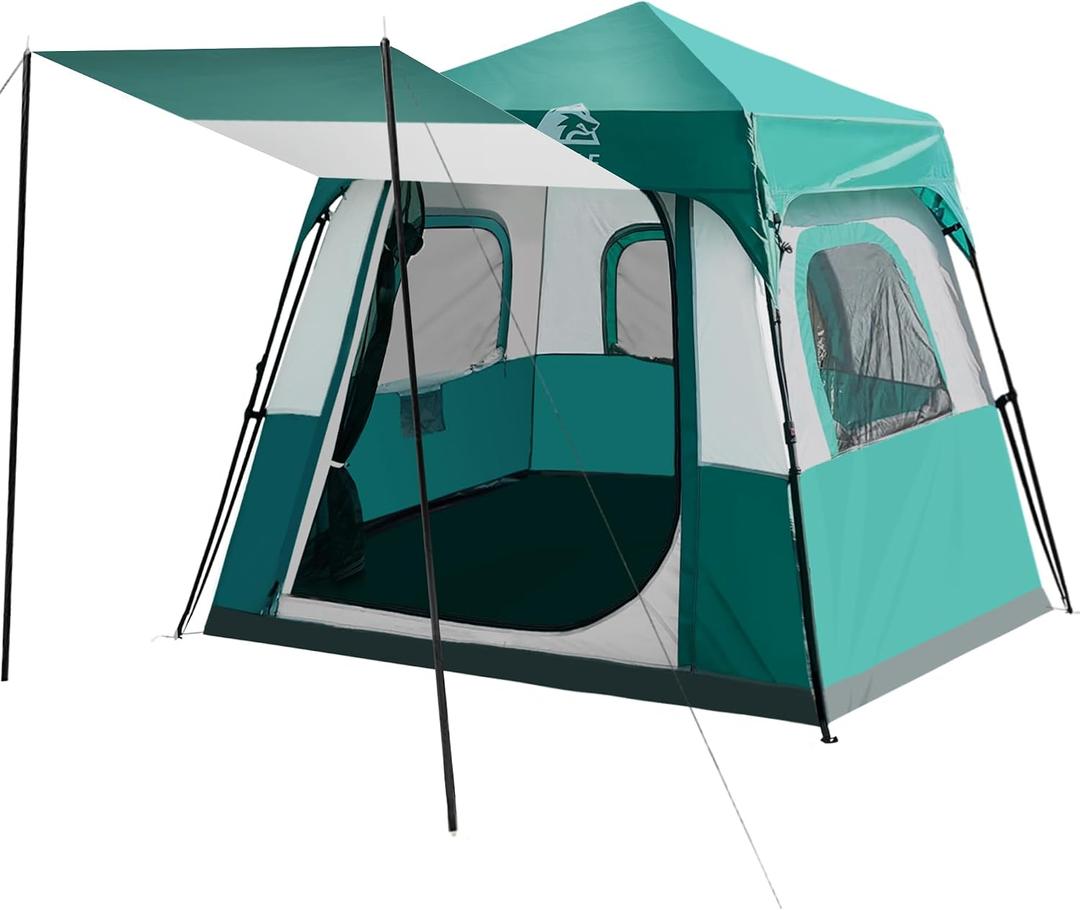 Hewolf Instant Tent for 4-6 Person Camping, Waterproof Easy Pop Up Tent Sets Up in 60 Seconds for Family Outdoor Hiking & Backpacking with Carry Bag