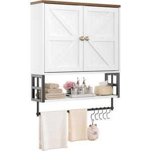 Wall Mounted Bathroom Storage Large Farmhouse Medicine Cabinet, 5.9"D x 21.65"W x 25.98"H