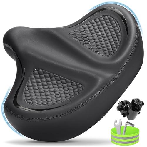 CDYWD Oversized Bike Seat for Men & Women Comfort Wide, Soft Padded Bicycle Seat, Comfortable Large Bike Saddle for Peloton, Electric Scooter, Stationary Exercise Bike, Beach Cruiser, Ebike, City Bike