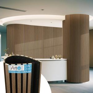 Art3d 1-Pack Acoustic Wood Slat Wall Panel with Roll-Flat Design - 95.3 x 23.8 Inch Sound Absorbing Panels for Living Room Columns Corridor Curved Wall Decor, Ebony