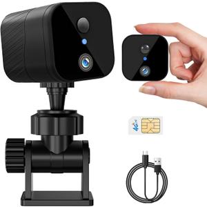 4G LTE Cellular Security Camera, Small 2K HD Wireless No WiFi Needed IR Night Vision PIR Motion Detection 90-Day Battery Life Portable Compact Mini Camera Built-in Sim Card