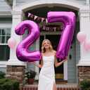 3 x 40 Inch Rose Purple Large Balloon Number 7 Balloon,Jumbo Mylar Foil Helium Balloon for 7 17 27 37 47 57 Birthday Digital Balloons for Birthday Party,Wedding Anniversary Party Decorations