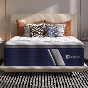Avenco SyncDeep Twin Mattress 10 Inch, Firm Hybrid Cooling, Lumbar Support