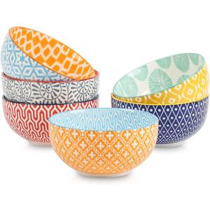 Selamica Ceramic 12 OZ Dessert Bowls Set, Ice Cream Bowls, 4.7 Inch Small Bowls for Ice Cream, Snack, Side Dishes, Microwave Dishwasher Safe, Set of 6 (Assorted Colors)