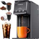 Hot & Iced Coffee Maker, K Cup Coffee Maker Compatible with Ground Coffee, Single-Serve Brewer with Bold Setting, Reusable Filter, Travel Mug Friendly, Compact & Quick Brew, Grey