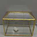 Glass Card Box with Slot, 10.2 inch Large Gold Clear Card Box for Wedding Receptions, Decorative Storage Box with Lock for Baby Shower, Birthday Party, Bridal Shower
