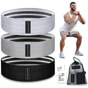 Exercise Bands, 3 Levels Fabric Resistance Bands for Working Out, Workout Bands Resistance for Women & Men, Multi-Colored Fabric Booty Bands for Leg Strength Training, Rehab, Yoga (Grey)